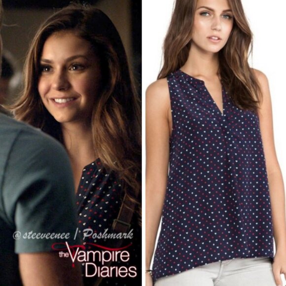 Joie Aruna Playing Cards Navy Silk Printed Tank Blouse ASO Elena Gilbert - Picture 1 of 10